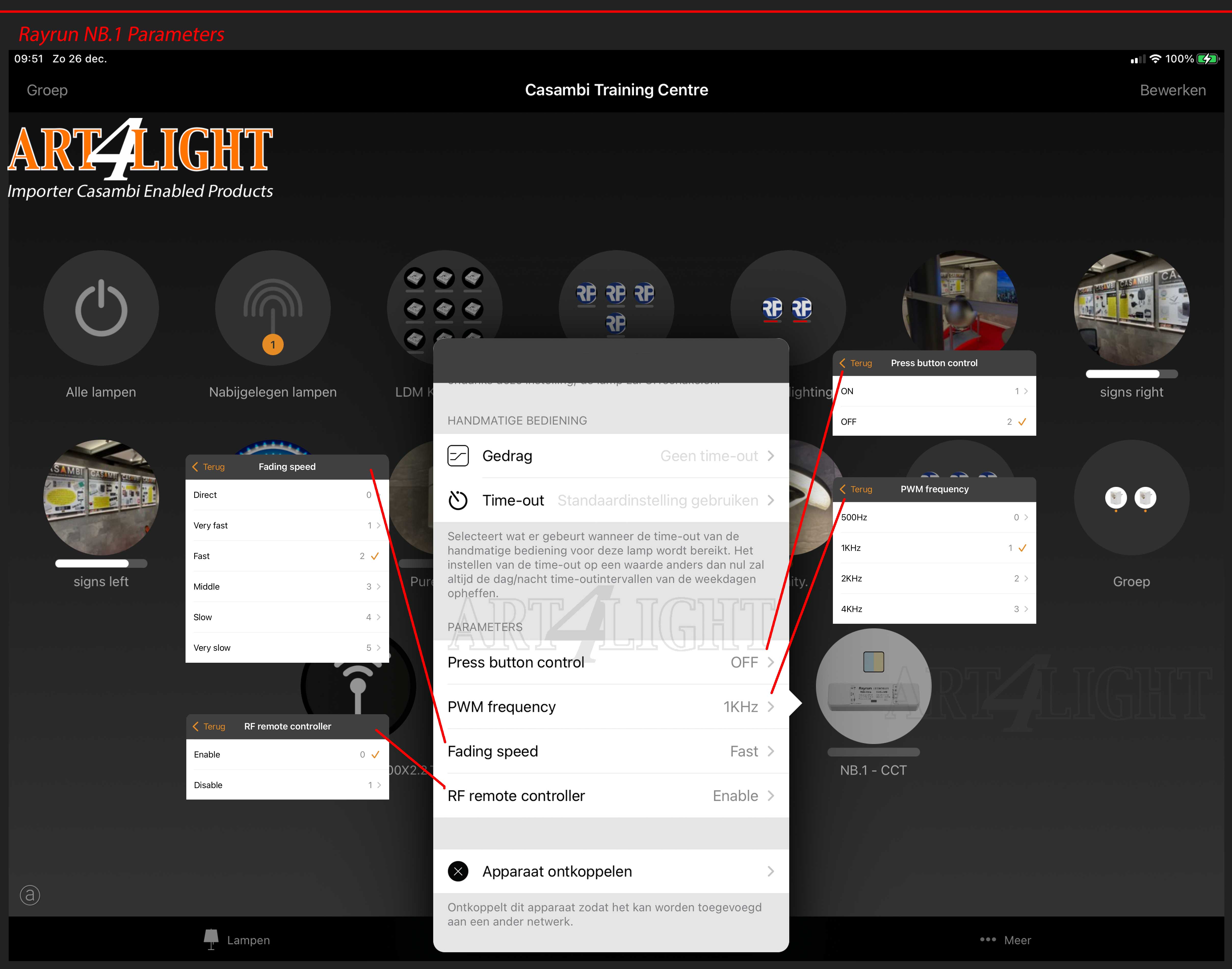 Parameters-RAYRUN NB.1 LED DIMMER CASAMBI