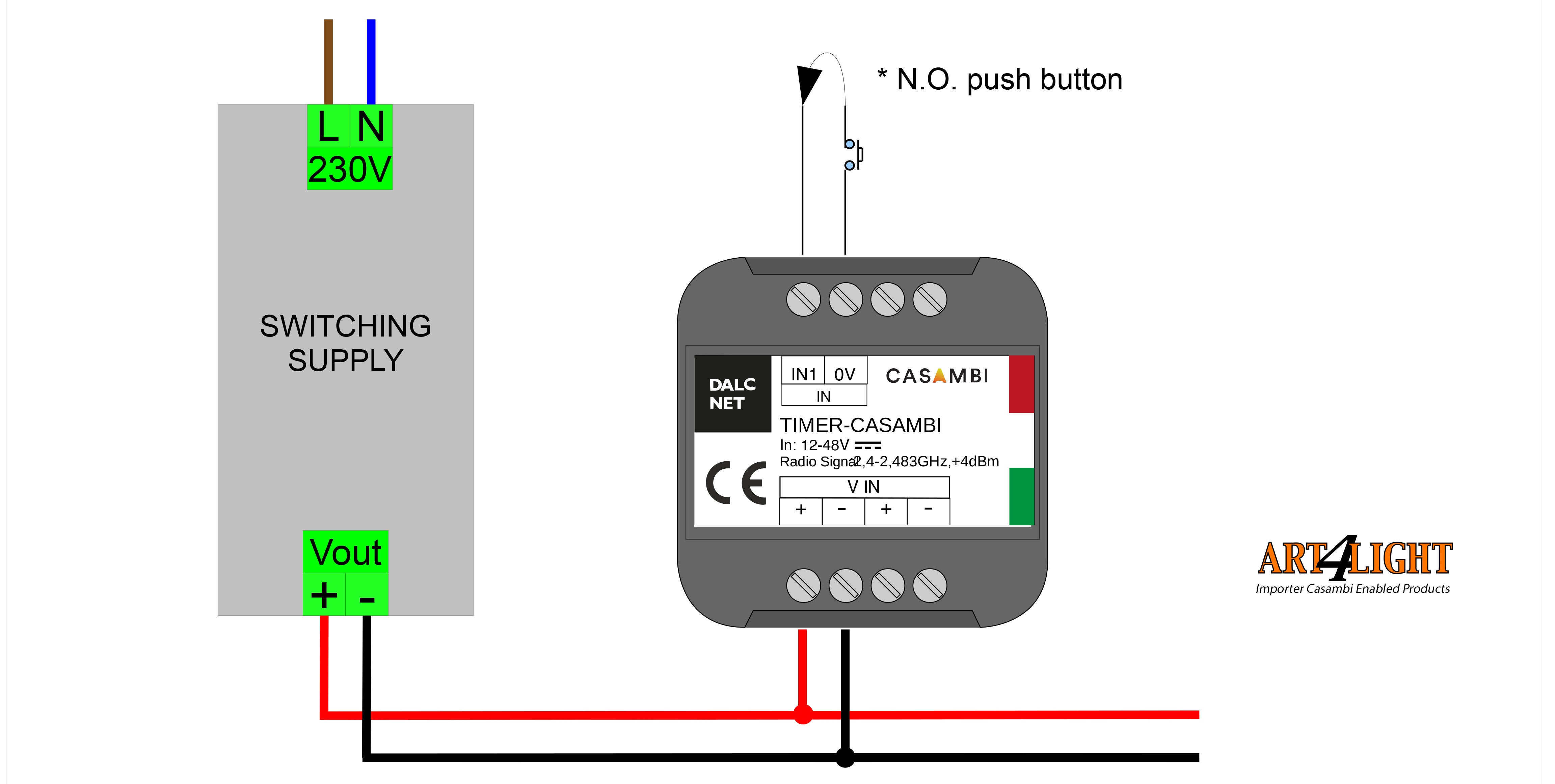 TIMER-CASAMBI-Dalcnet-aansluitschema