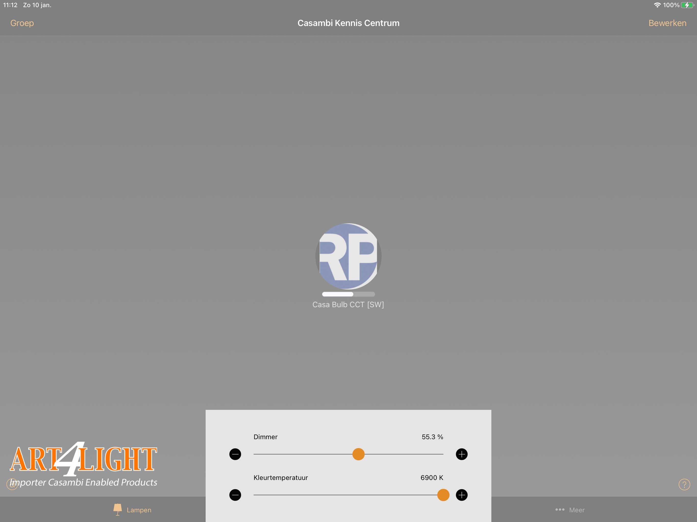casambi app weergave RP-technik Casa Bulb CCT-2