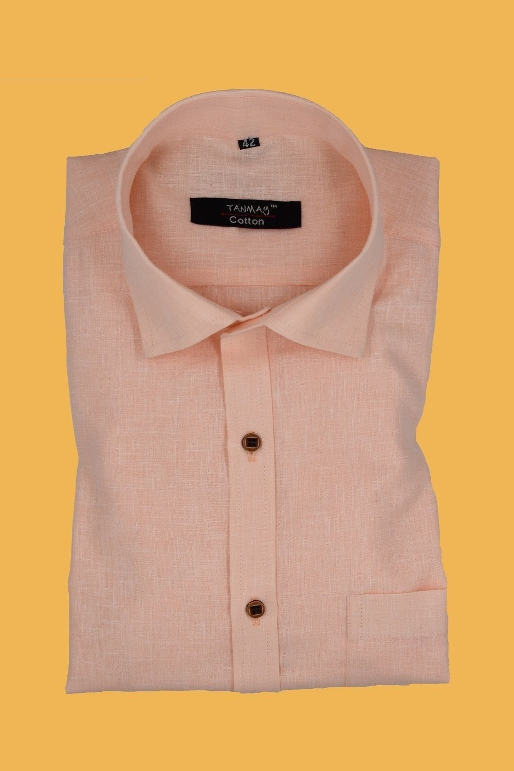 Cotton Tanmay Light Cream Color Linen Fill Formal Cotton Shirt For Men ...