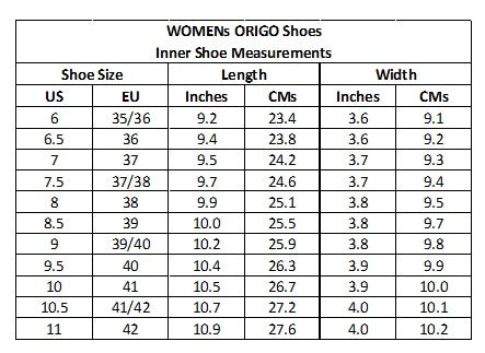 Size Guide - Origo Shoes