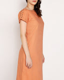The Victorian Eyelet Dress - Coral Orange