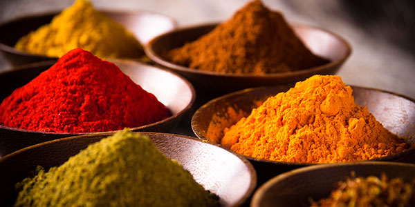 Piles of colorful spices