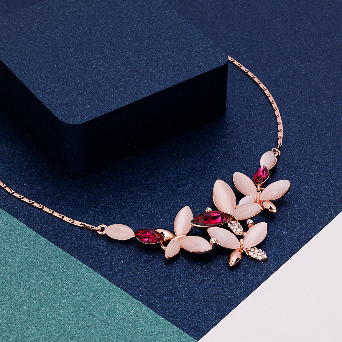 Rose Dewdrop Necklace - 18k Gold Plated - Crystal|Pica LeLa Jewellery ...