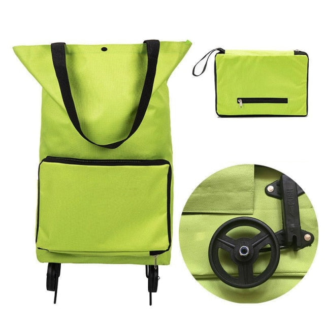 Folding Shopping Bag Reusable Collapsible Trolley Bags With Wheels