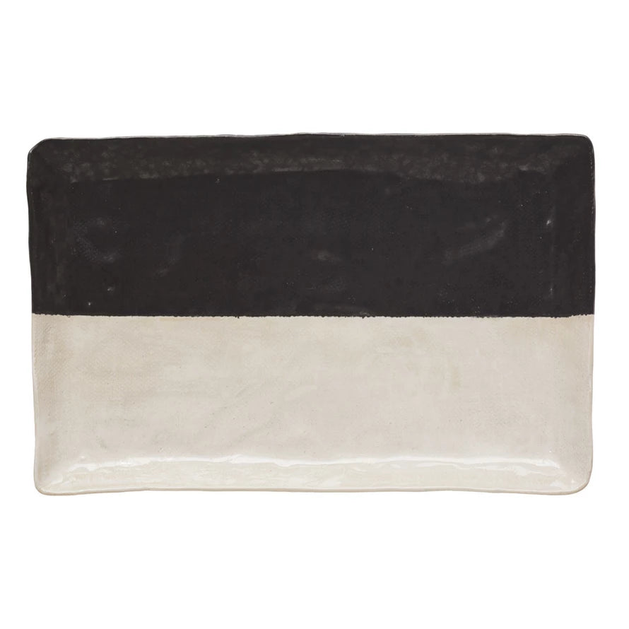 Black & Cream Stoneware Platter