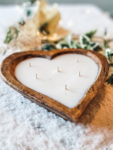 Heart shaped dough bowl candle