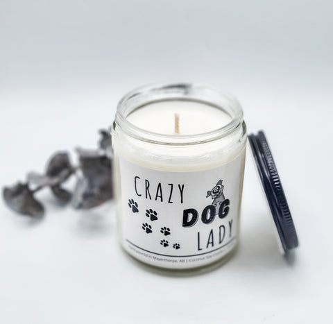 crazy dog lady candle