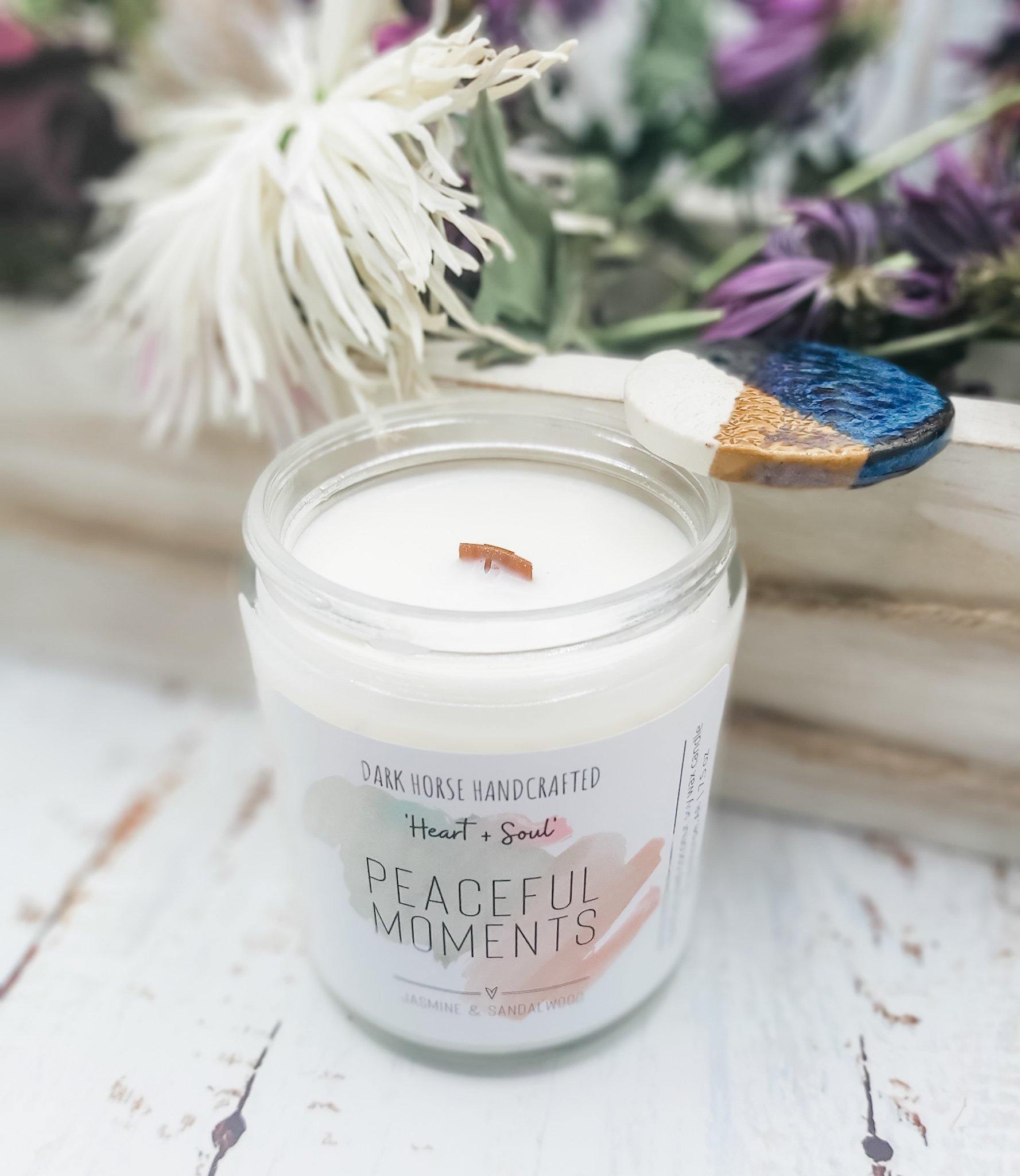 image for PEACEFUL MOMENTS - Jasmine + Sandalwood Scented Soy Candle