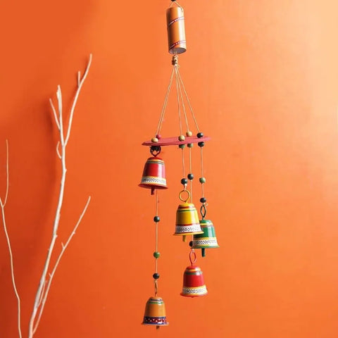 Multicolored Five Metal Bells Windchime