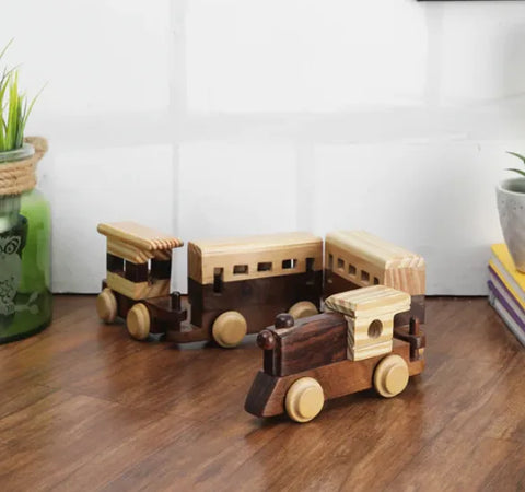 Hand-made Pine & Sheesham Wood Train Decorative