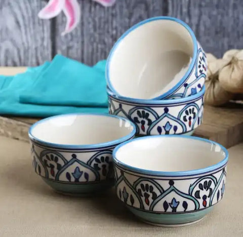 The Royal Crown Blue Ceramic Snacks/ Soup Bowls Set of four