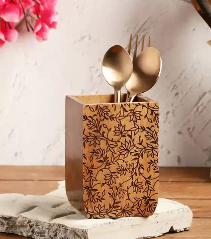 Gul Sheesham & Beech Wood Cutlery Holder