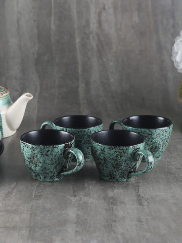 Foliage Green Ceramic Star Tea/Coffee Cups Set of Four