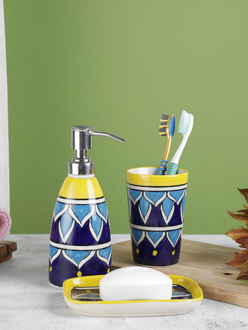 Handmade & hand-painted ceramic soap dispenser & bathroom accessories 