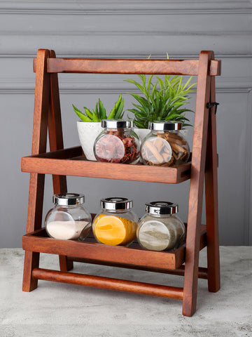 Mahogany wooden table rack/organizer for bathroom or kitchen countertop 