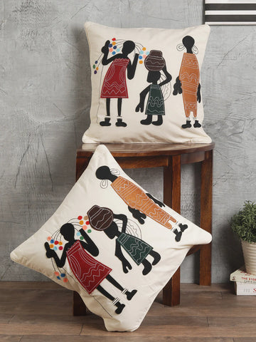 The Tribal Family Patchwork Cushion Covers Set of Two