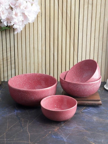 Nalini Pink Ceramic Serving Bowls Set of 4