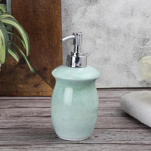 Hand-made Pastel Green Curved Ceramic Soap Dispenser