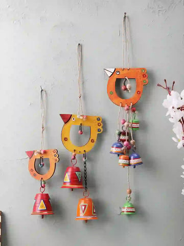 Tinkle Bells Bird Family Wall Hanging Bell Wind chimes Set of Three