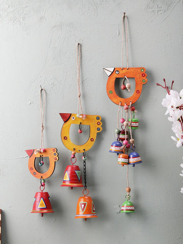Tinkle Bells Bird Family Wall Hanging Bell Wind chimes Set of 3