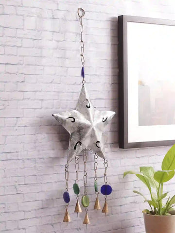 Alluring Silver Star Bell Decorative