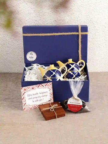 The TEAmo Hand Painted Gift Box - Blue Moroccan