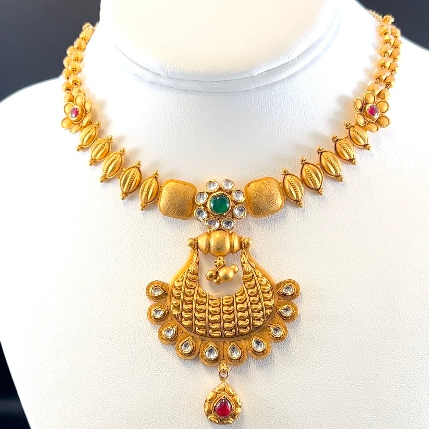Buy Antique Gold Plated Ambika Necklace and Earrings Set | Tarinika