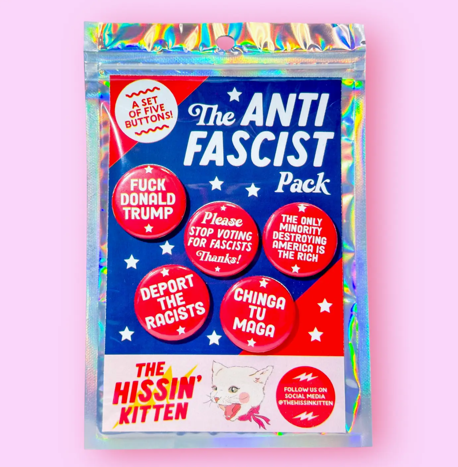 Anti-Fascist Button Set - 5 Buttons