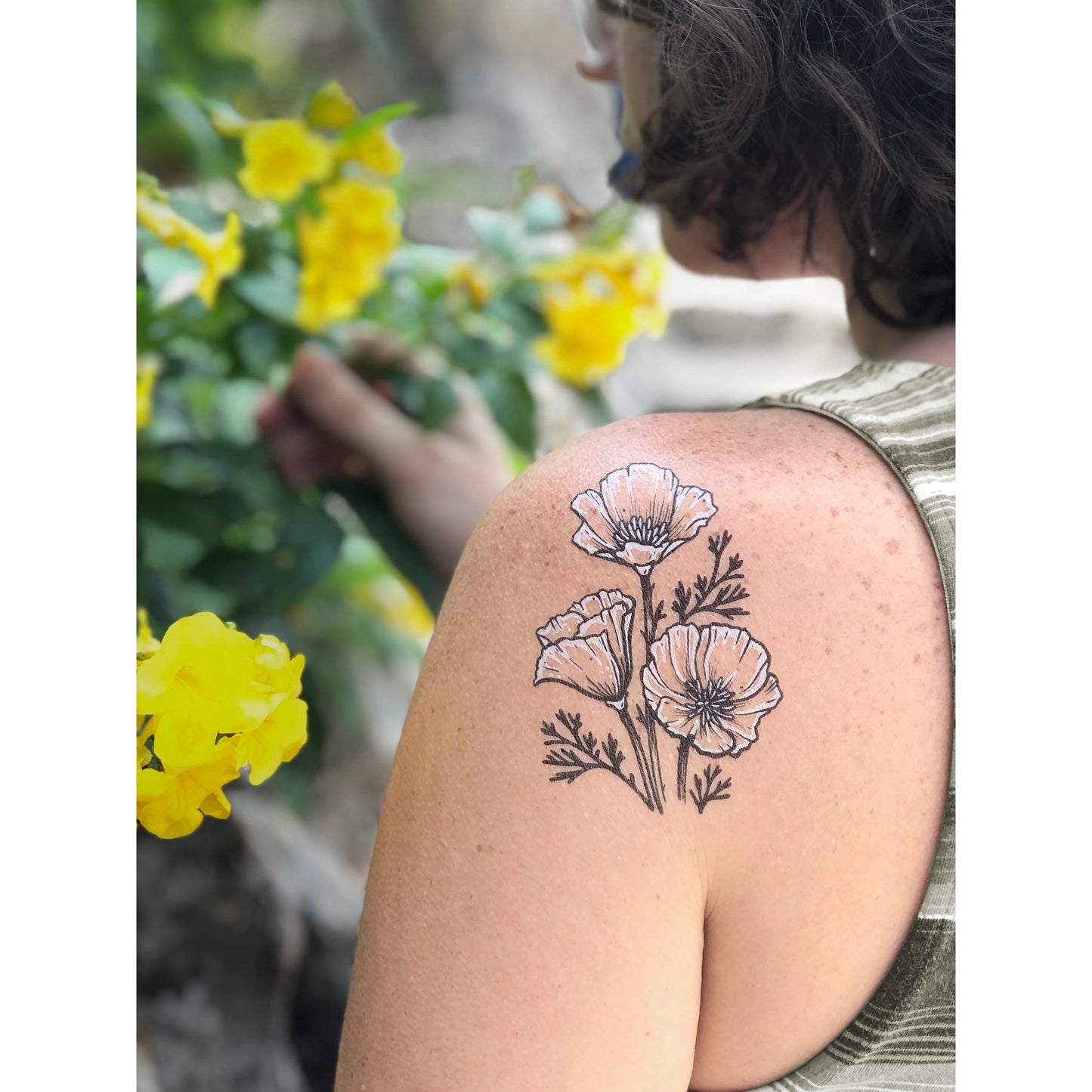 Golden Poppy Temporary Tattoo - 2 pack