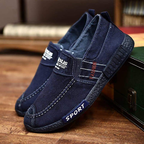 men washed canvas comfy soft sole slip on casual shoes