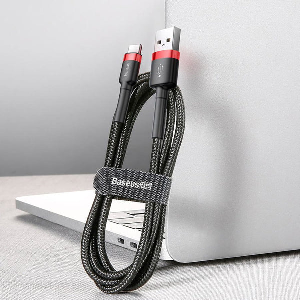 Kabel Baseus Cafule 2A USB-A für USB-C 2m, Schwarz-Rot