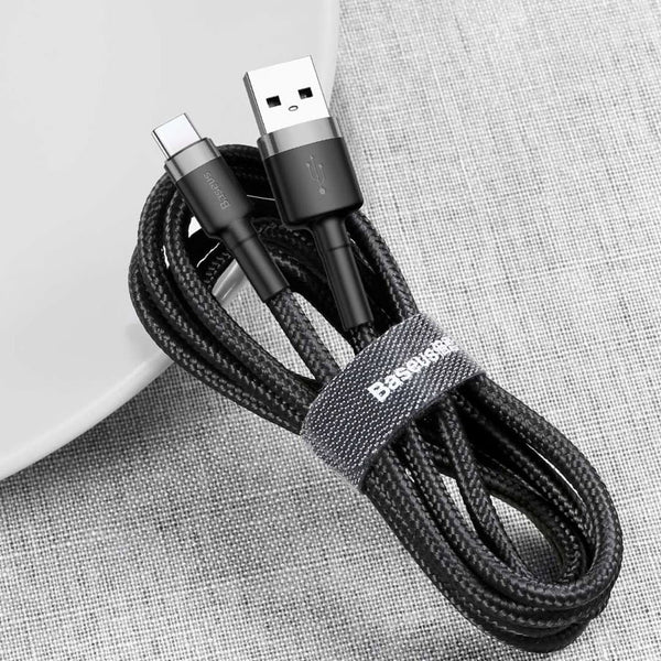 Kabel Baseus Cafule 2A USB-A für USB-C 2m, Schwarz-Grau