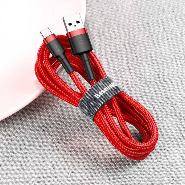 Kabel Baseus Cafule 2A USB-A für USB-C 2m, Rot-Rot