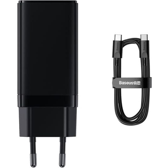 Ladegerät Baseus GaN3 2x USB-C, 1x USB-A 65W, Schwarz