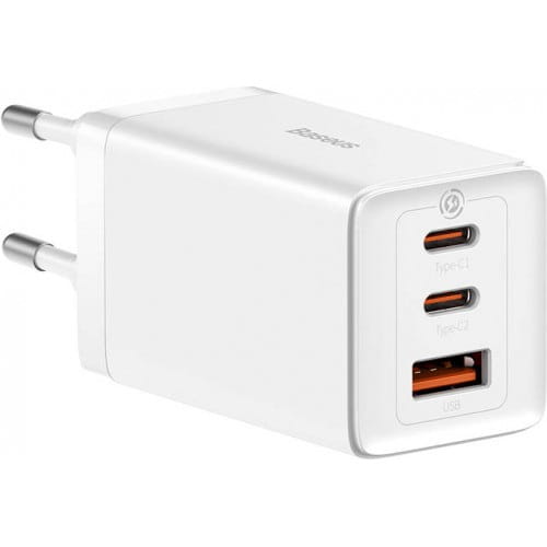 Ladegerät Baseus GaN5 Pro 2x USB-C, USB-A 65W, Weiß