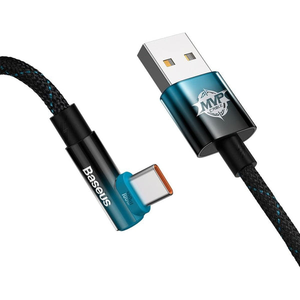 Kabel Baseus MVP 2 Elbow 2,4A USB-A für USB-C 1m, Schwarz/Blau