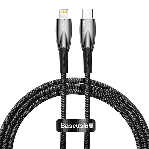 Kabel Baseus Glimmer Series 20W USB-C zu Lightning, 1m, Schwarz
