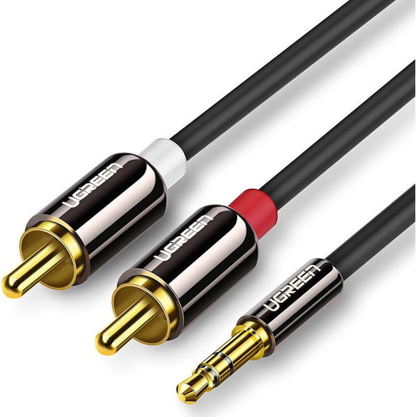 Audiokabel Ugreen 3,5 mm mini jack (männlich), 2x RCA, 3 m, Schwarz