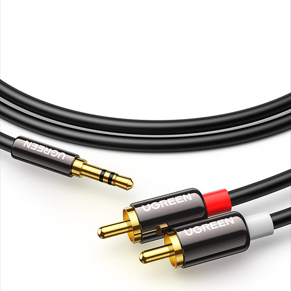 Audiokabel Ugreen 3,5 mm mini jack (männlich), 2x RCA, 1,5 m, Schwarz