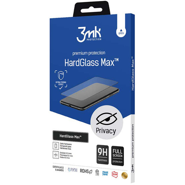 Gehärtetes Glas 3mk HardGlass Max Privacy für iPhone 14 Plus/ iPhone 13 Pro Max, Schwarzer Rahmen