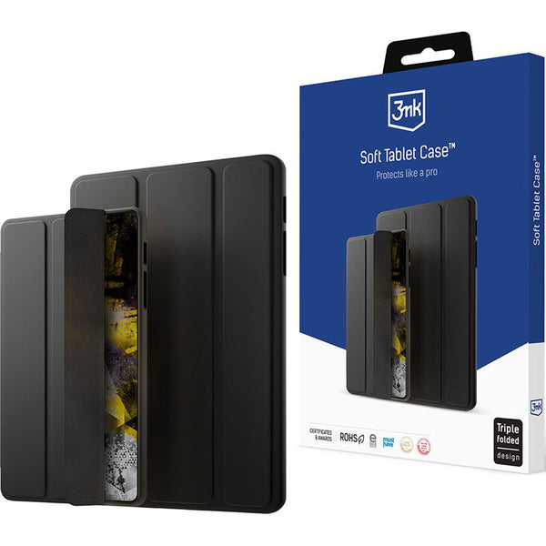 Schutzhülle mit Klappe für Galaxy Tab A9 Plus, 3mk Soft Tablet Case, Schwarz