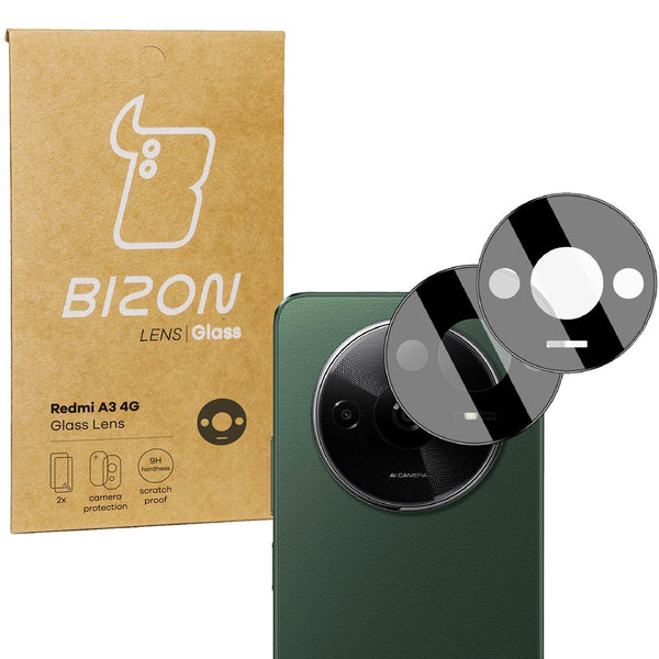 Glas für die Kamera für Xiaomi Redmi A3 4G, Bizon Glass Lens, 2 Stück