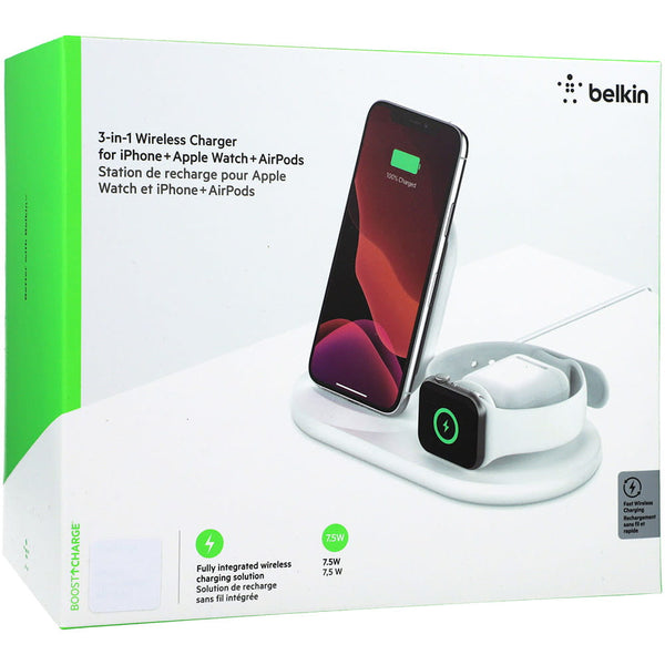 Induktionsladegerät Belkin Boost 3in1 Qi für Apple Watch / Airpods / Iphone, Weiß