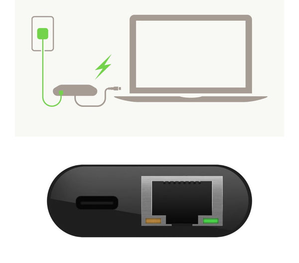 Adapter Belkin USB-C für Ethernet mit Ladeanschluss 60W, Schwarz