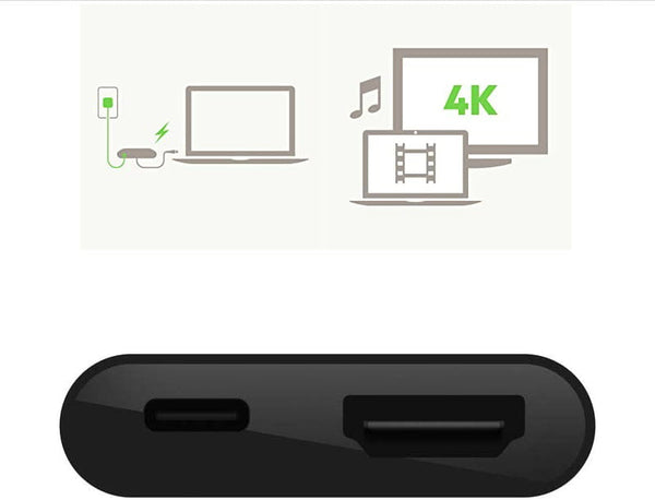 Adapter Belkin USB-C zu HDMI 4K 60HZ mit 60W Ladeanschluss, Schwarz