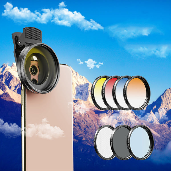 Universalobjektive / Linsen Gradient 52 mm mit Filter Apexel 7in1 mit Clip für die Kamera Ihres Smartphones / Tablets