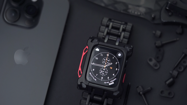 Schutzhülle mit Armband Element Case Black Ops X4 für Apple Watch 8/7 45 mm, Schwarz/Rot