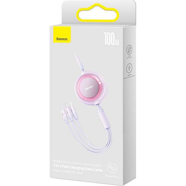 Kabel Baseus Bright Mirror 2 USB-C für Lightning / USB-C / MicroUSB 1,1 m, 10W, Violett