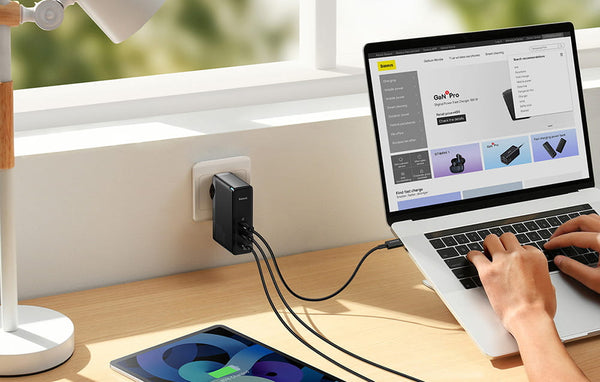 Ladegerät Baseus GaN5 Pro 2x USB-C, 1x USB-A 140W + kabel USB-C, Schwarz